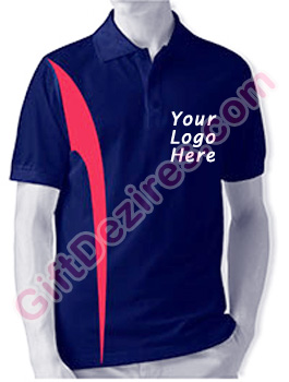 Designer Navy Blue and Red Color Polo T Shirts With Company Logo